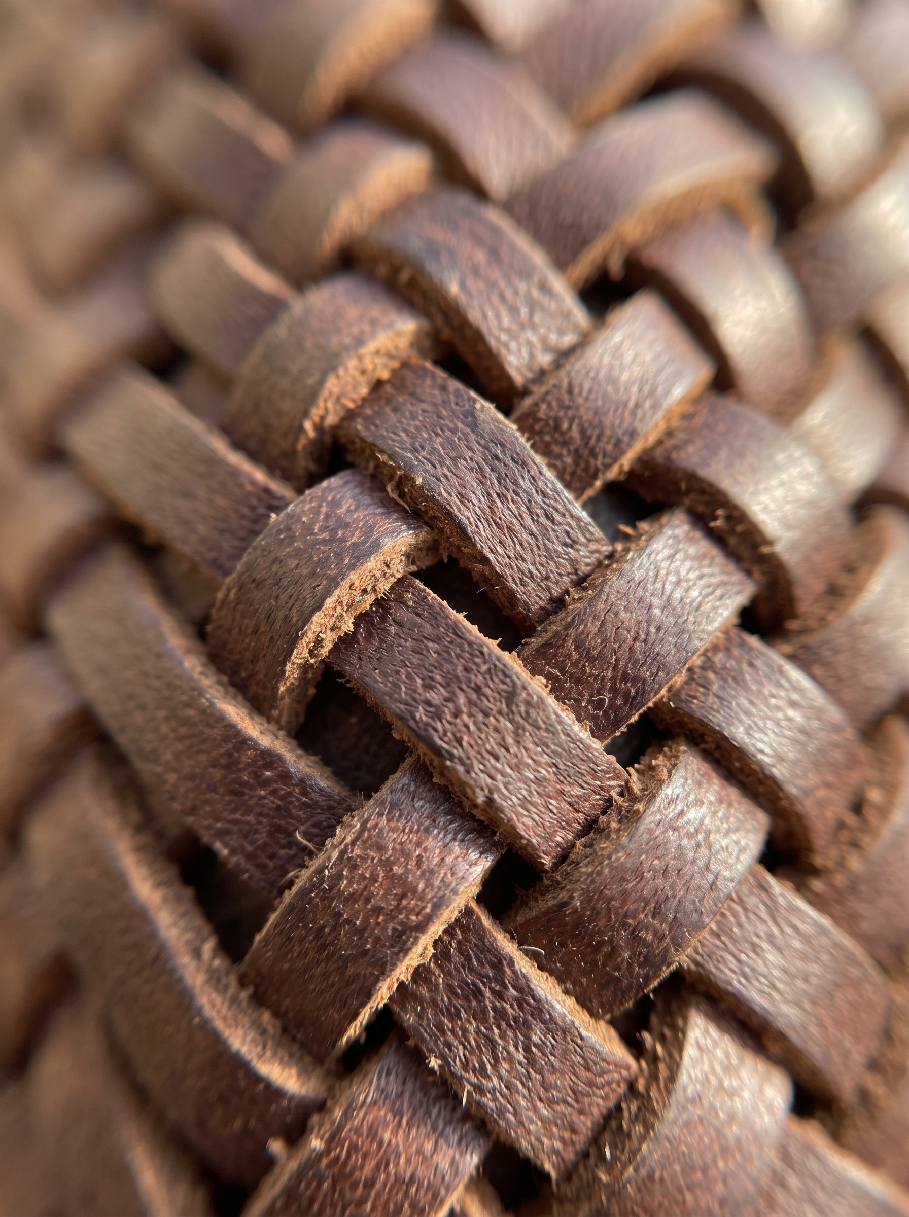Friedrich Flechtgürtel 35 mm - Detail von Leder und Naht